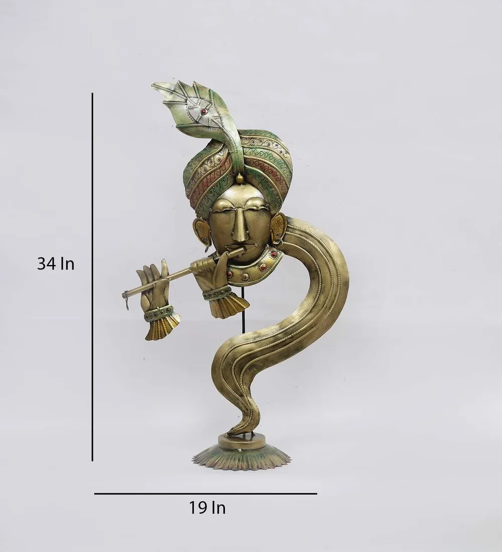 Modern Craft Thoughtful Metal Krishna Idol / Showpiece