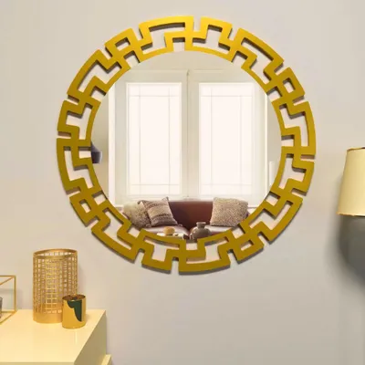 Modern Decorative Golden Finish Round Vanity Mirror