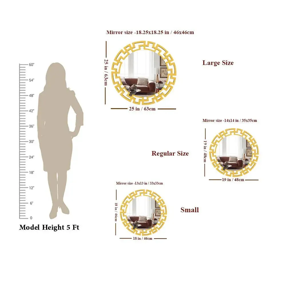 Modern Decorative Golden Finish Round Vanity Mirror Small ( 46CM X 46CM )