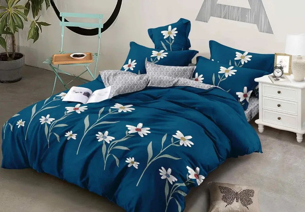 Modern Design Flowers Printed Fitted Double Bed Sheet With Pillow Covers
