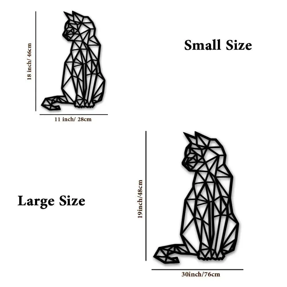 Modern Design Geometric Cat Wooden Wall Hanging Medium(18 inch X 11 inch)