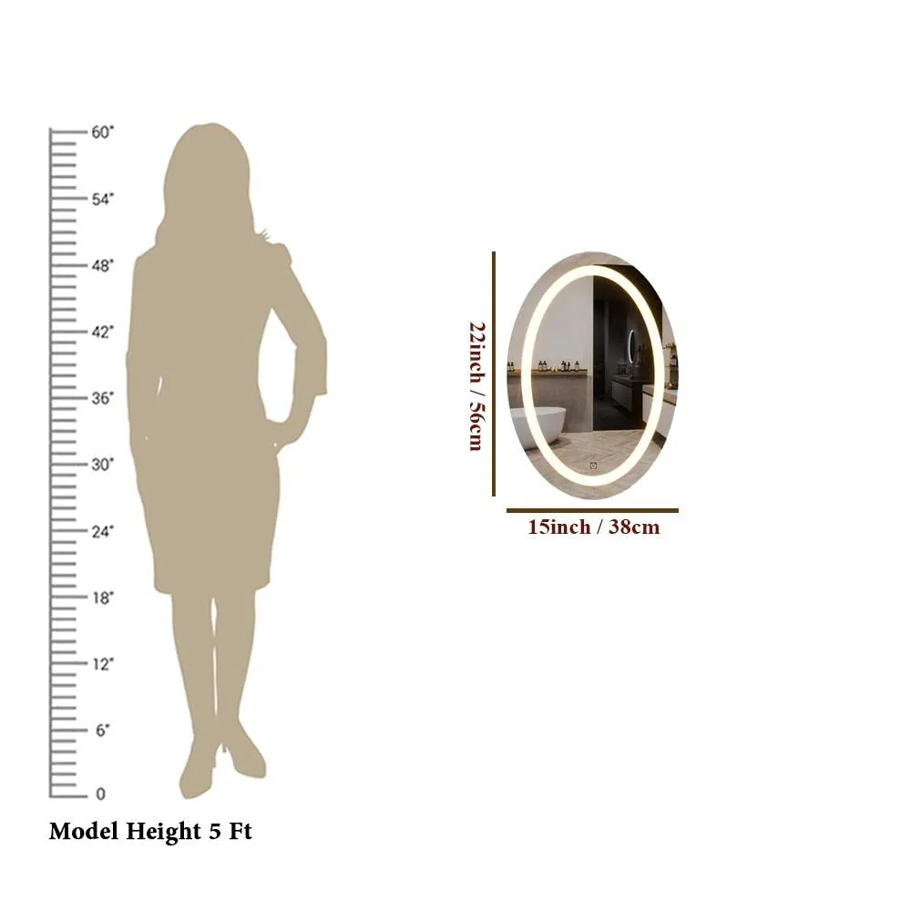 Modern Designed LED Oval Smart Touch Bathroom Mirror