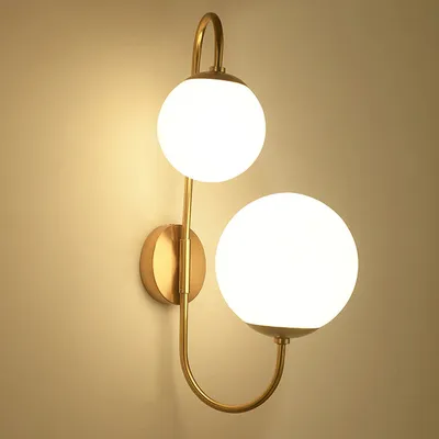 Modern Dual Globe Metal Wall Lamp in Luxurious Gold FInish Metal