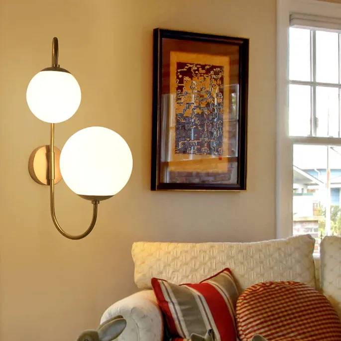 Modern Dual Globe Metal Wall Lamp in Luxurious Gold FInish Metal Single Piece