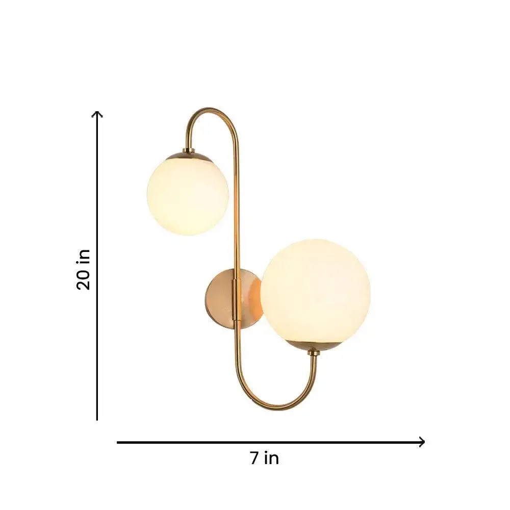 Modern Dual Globe Metal Wall Lamp in Luxurious Gold FInish Metal Single Piece