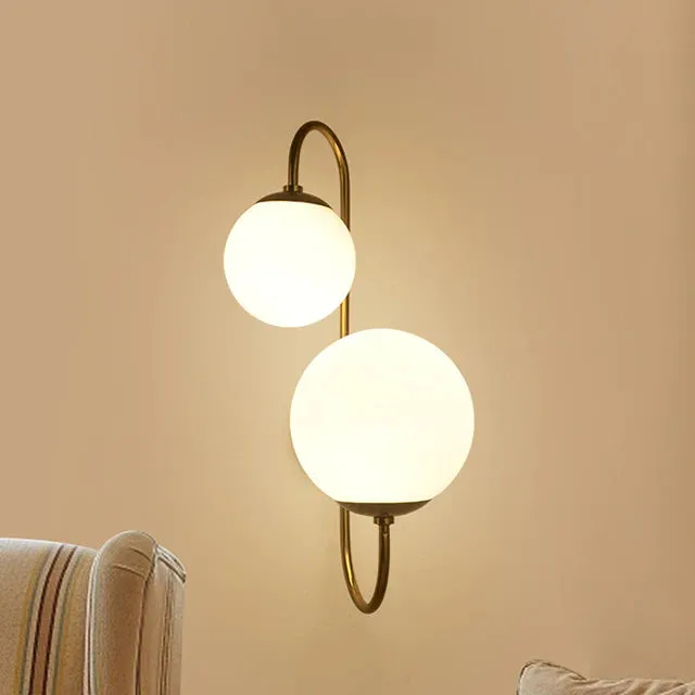 Modern Dual Globe Metal Wall Lamp in Luxurious Gold FInish Metal Single Piece