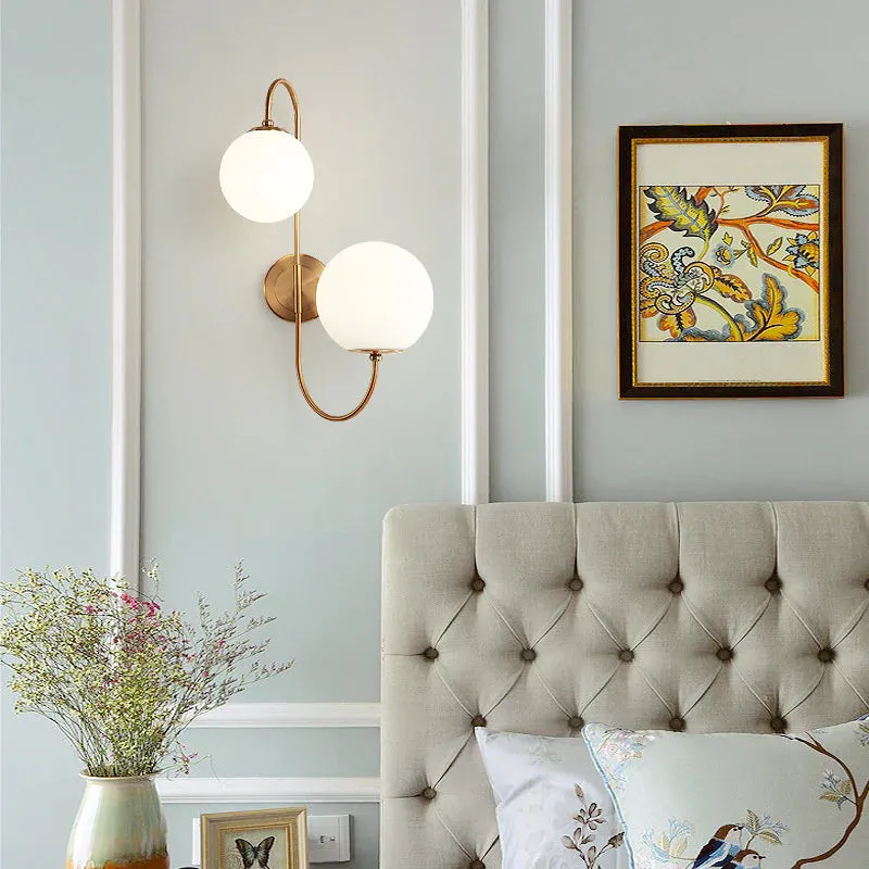 Modern Dual Globe Metal Wall Lamp in Luxurious Gold FInish Metal Single Piece