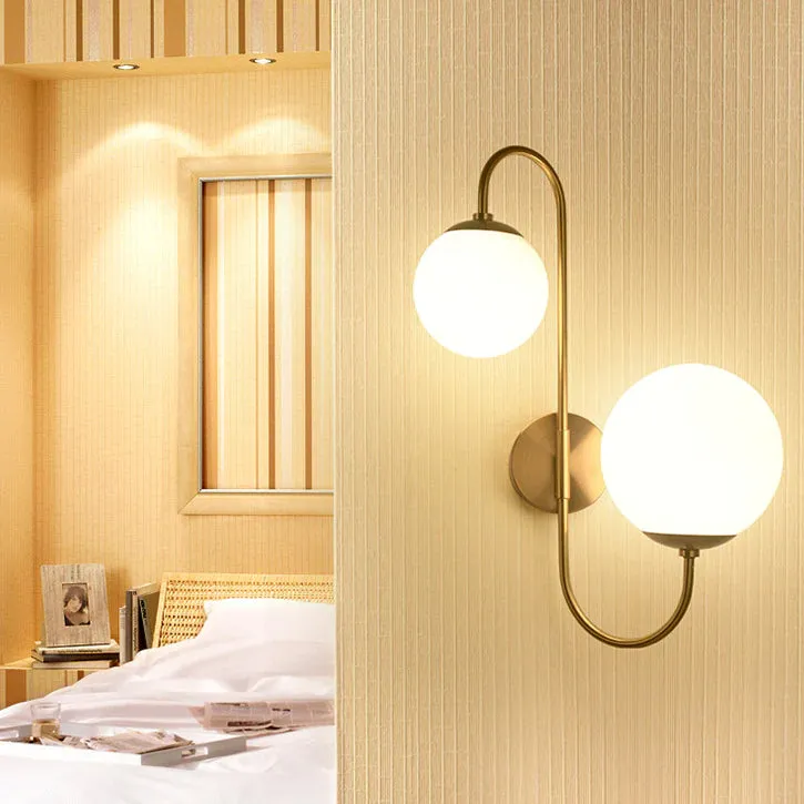 Modern Dual Globe Metal Wall Lamp in Luxurious Gold FInish Metal Single Piece