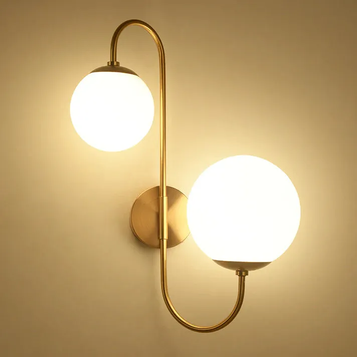 Modern Dual Globe Metal Wall Lamp in Luxurious Gold FInish Metal Single Piece