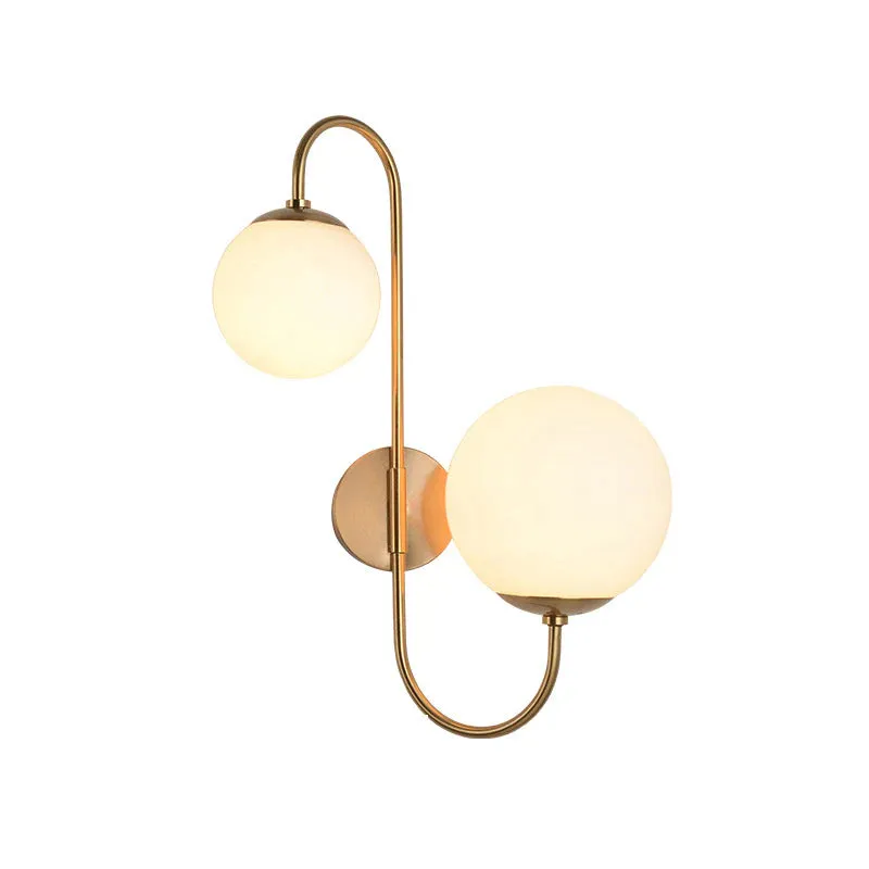 Modern Dual Globe Metal Wall Lamp in Luxurious Gold FInish Metal Single Piece