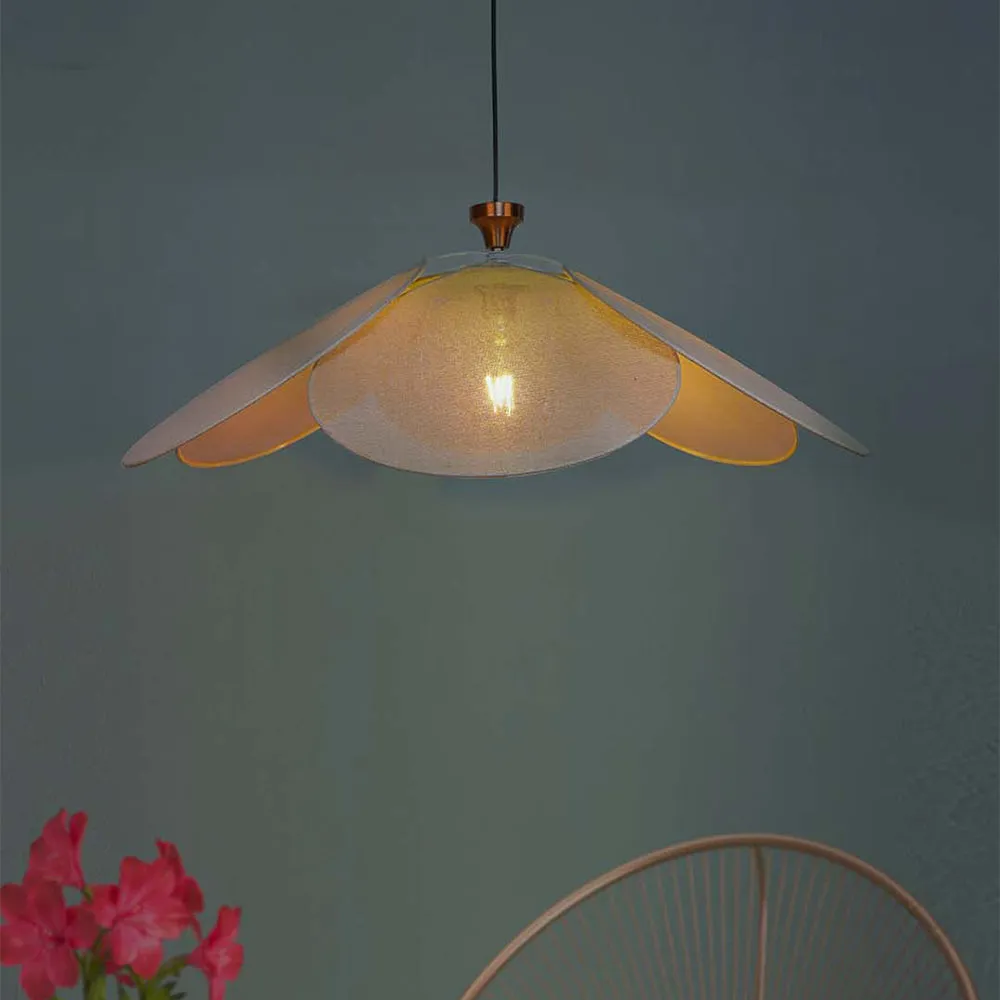 Modern Flower Shaped Woven Fabric Ceiling Hanging Light