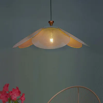 Modern Flower Shaped Woven Fabric Ceiling Hanging Light