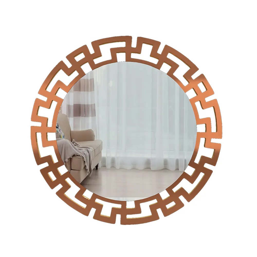 Modern Geometric Designer Copper finish Round Vanity Mirror Small ( 46CM X 46CM )