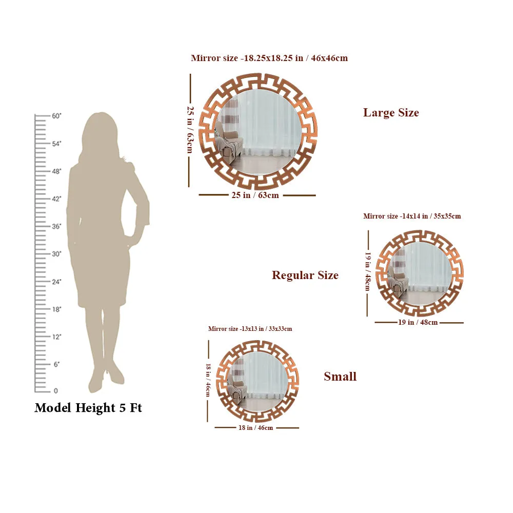 Modern Geometric Designer Copper finish Round Vanity Mirror Small ( 46CM X 46CM )