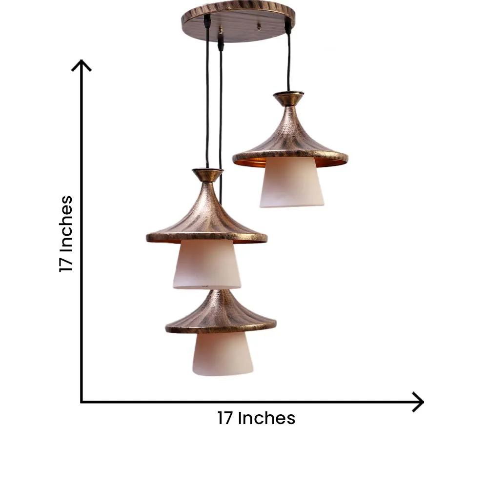Modern Gold Brushed Shaded White Cluster Hanging Light