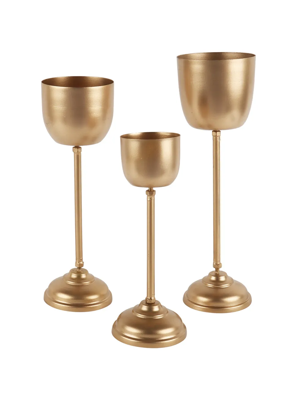 Modern Golden Finish Metallic Planters Set Of 3