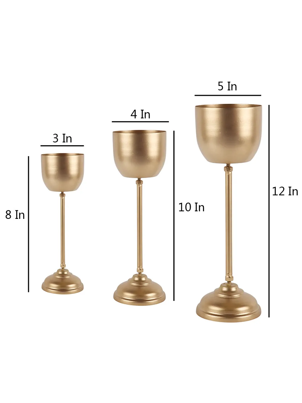 Modern Golden Finish Metallic Planters Set Of 3