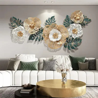 WallMantra Modern Golden Flower Blooming Metal Wall Art