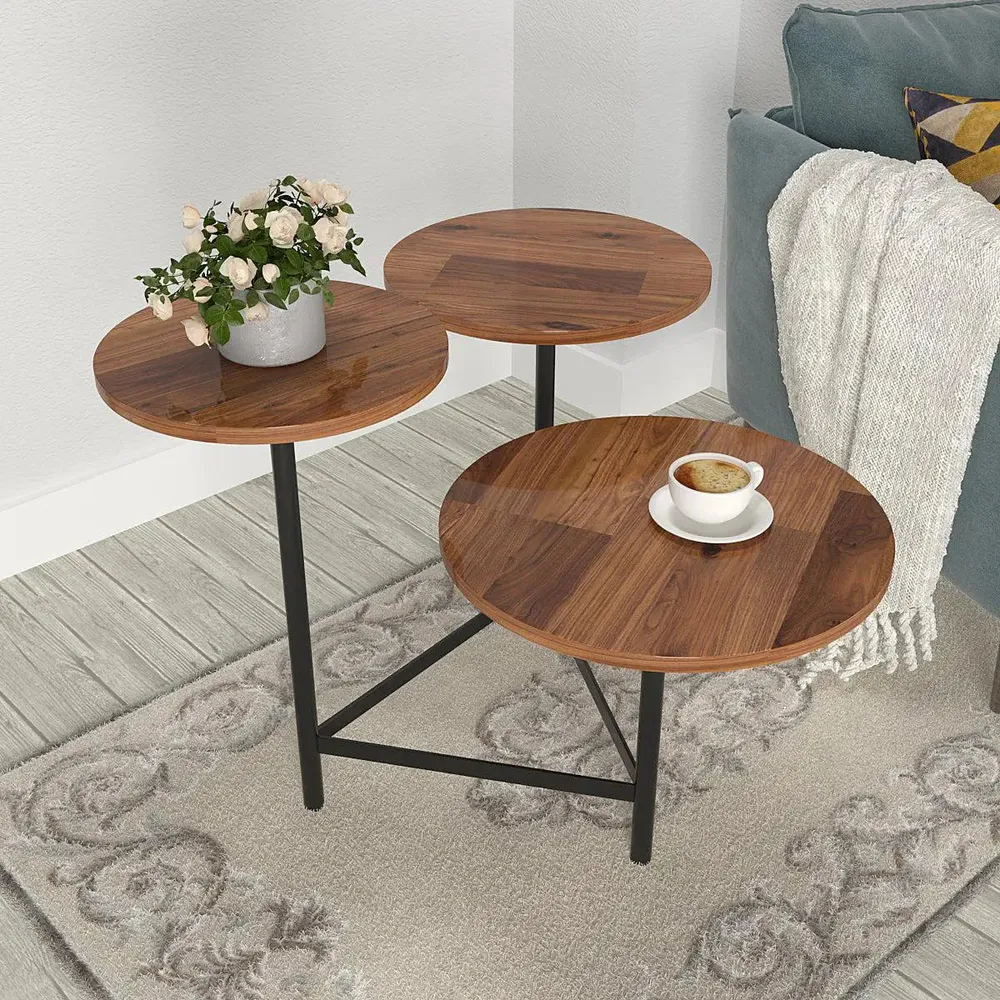 Modern High-Quality Sheesham Wood Side Table with Joined Metal Legs