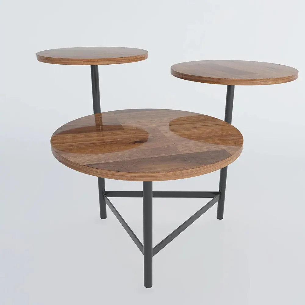 Modern High-Quality Sheesham Wood Side Table with Joined Metal Legs