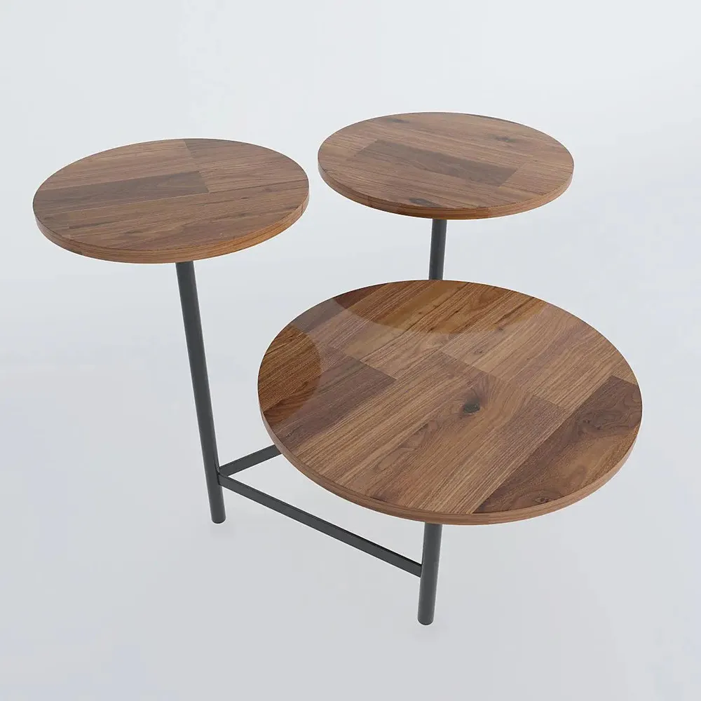 Modern High-Quality Sheesham Wood Side Table with Joined Metal Legs