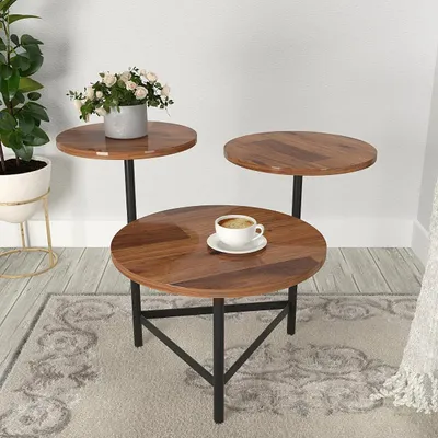 Modern High-Quality Sheesham Wood Side Table with Joined Metal Legs