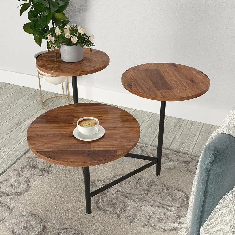 Modern High-Quality Sheesham Wood Side Table with Joined Metal Legs