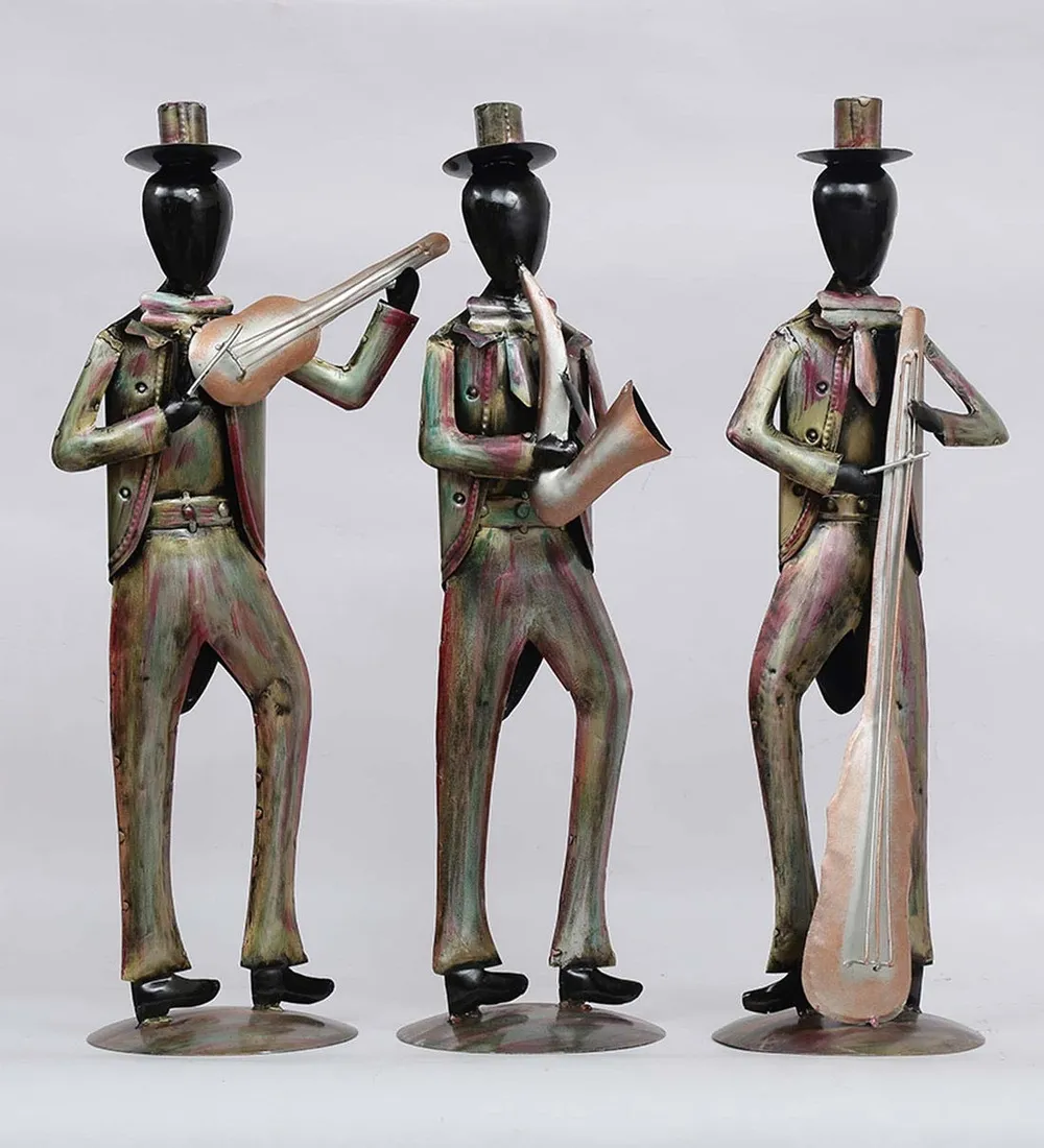 Modern Jazz Musicians Metal Human Figurines / Showpiece Set Of 3