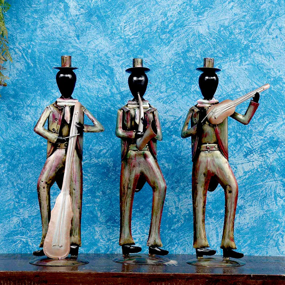 Modern Jazz Musicians Metal Human Figurines / Showpiece Set Of 3