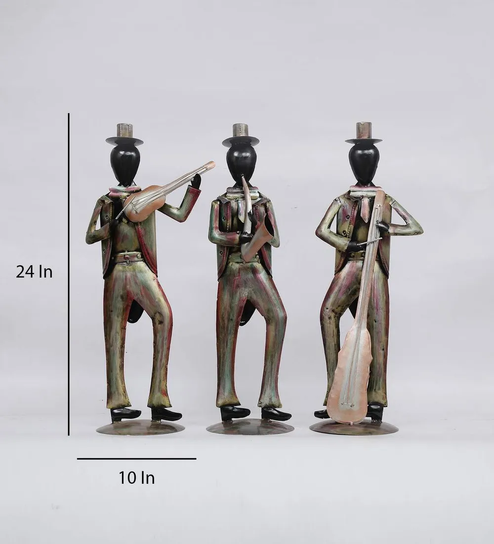 Modern Jazz Musicians Metal Human Figurines / Showpiece Set Of 3
