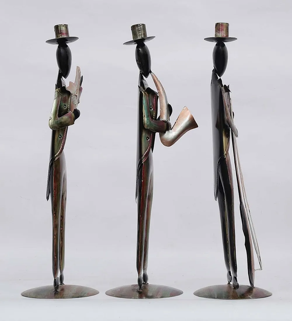 Modern Jazz Musicians Metal Human Figurines / Showpiece Set Of 3