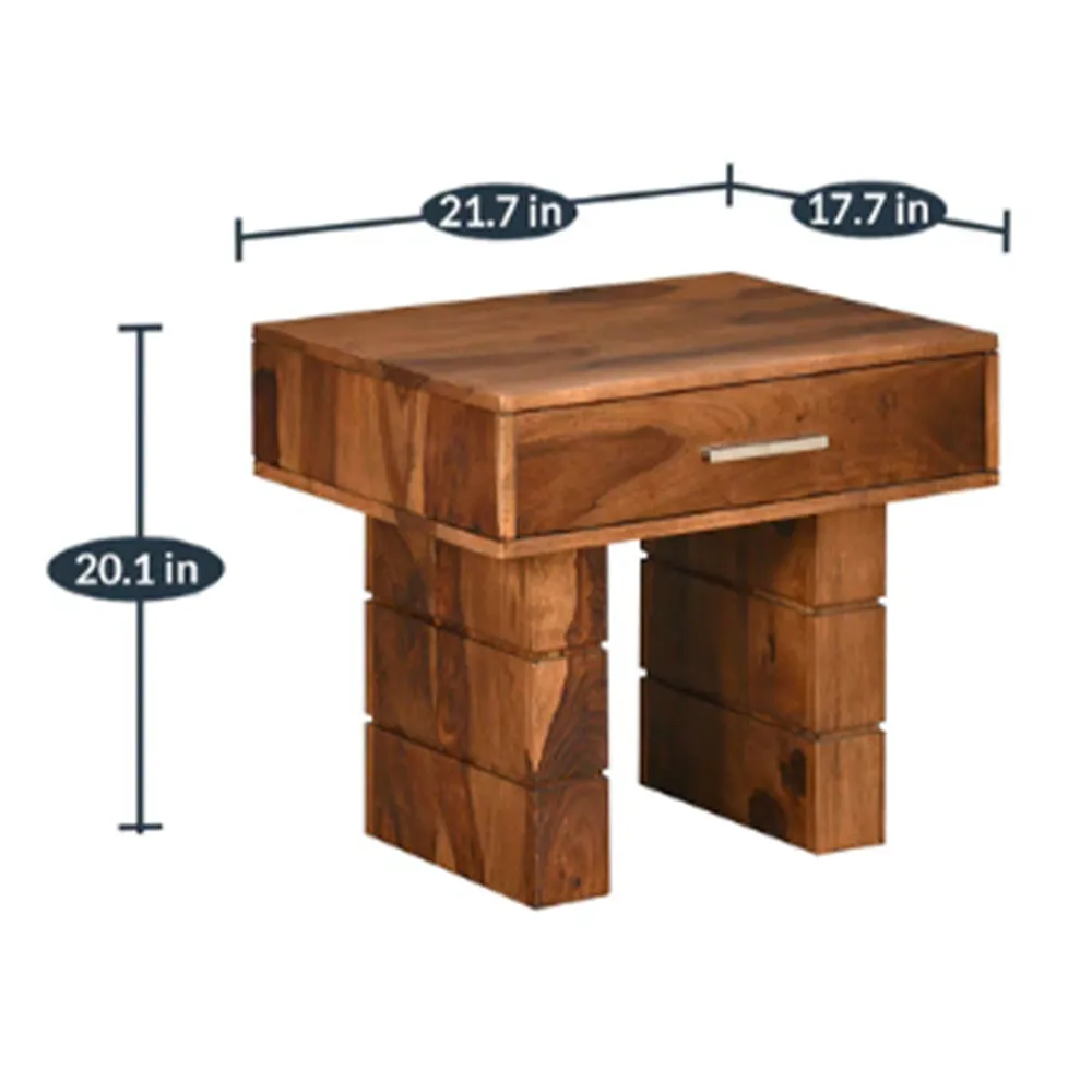 Modern Layered Sheesham Wood Bedside Table