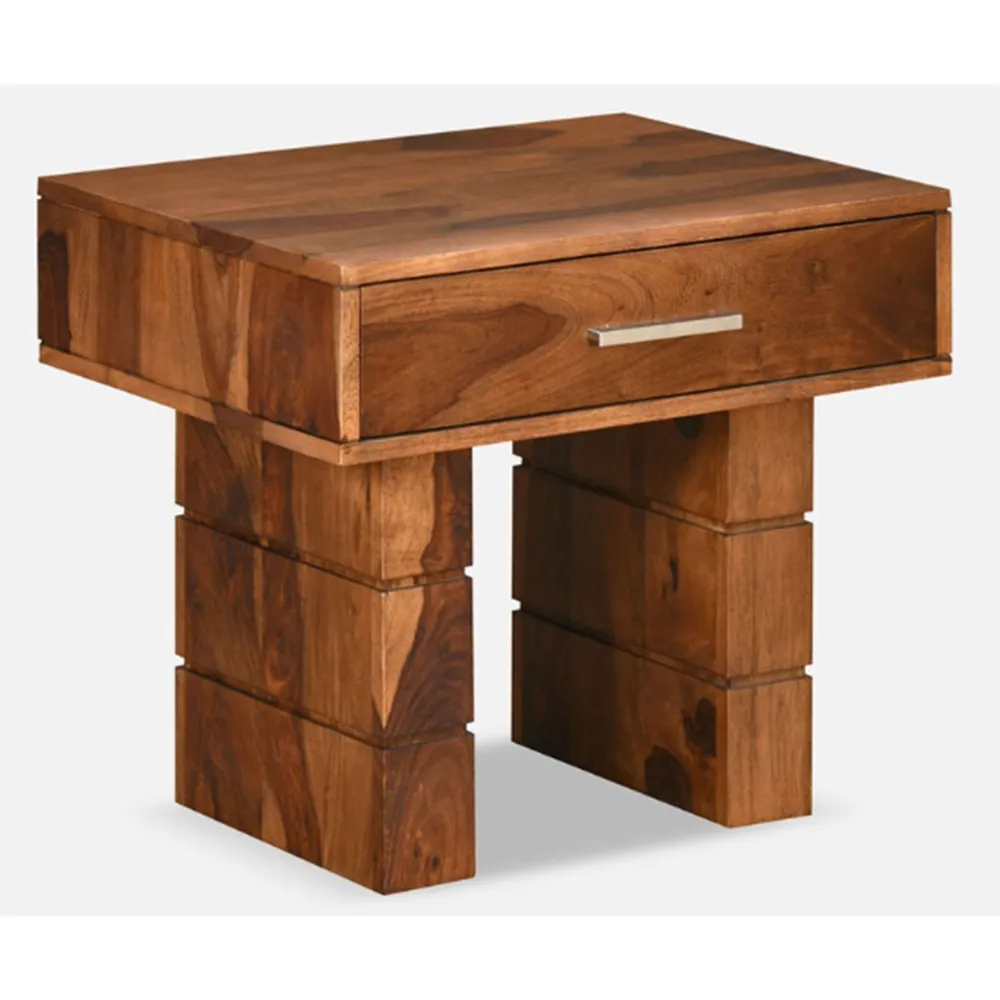Modern Layered Sheesham Wood Bedside Table