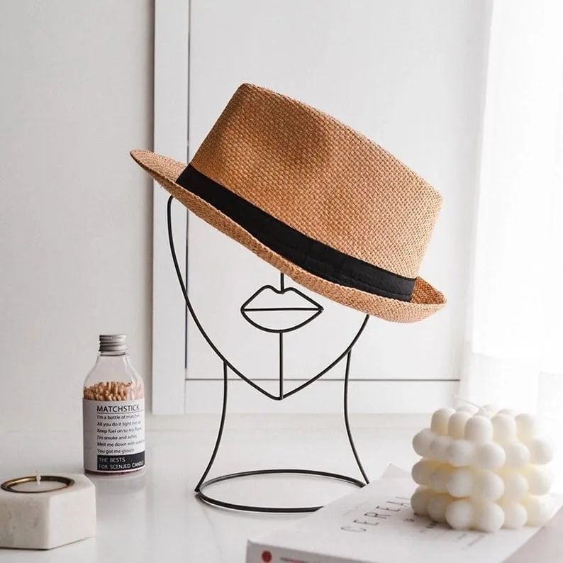 Modern Line Art Pretty Face Metal Table Accent Single Piece