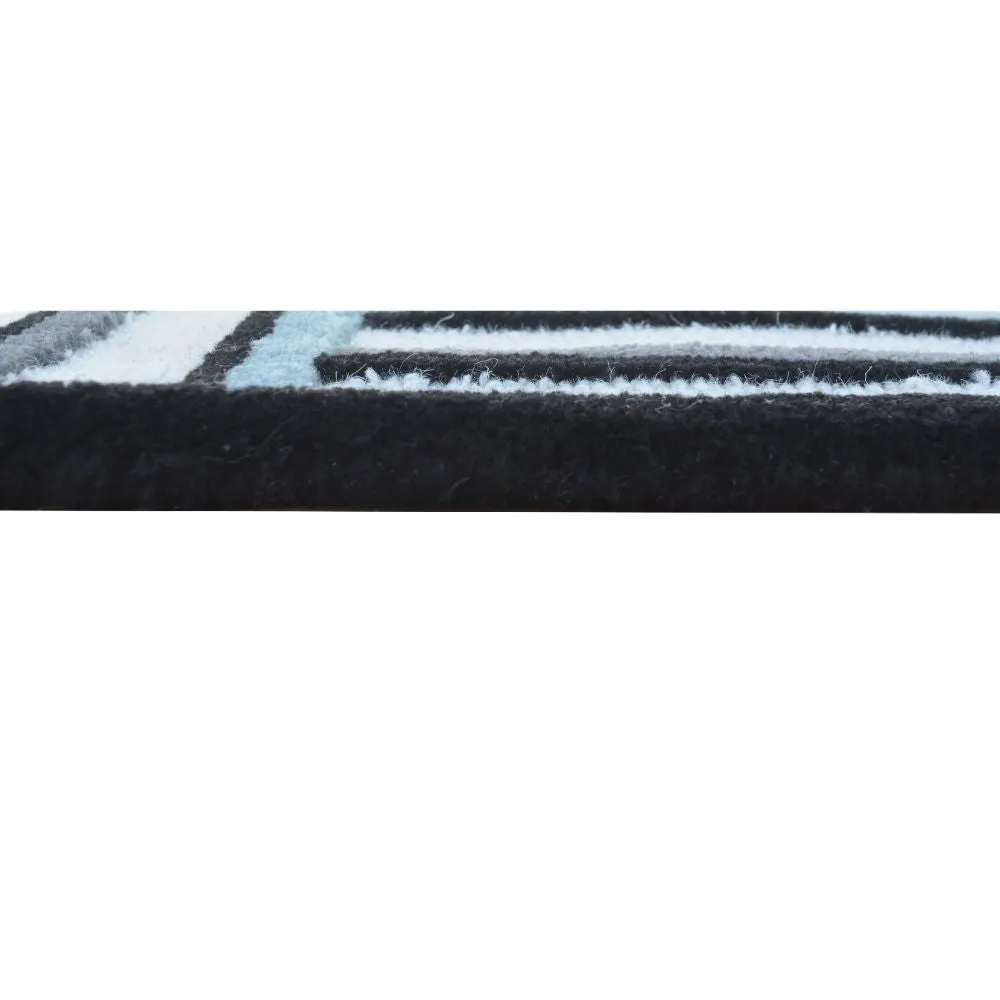 Modern Maze Pattern Black & White Tufted Area Carpet 3X5ft