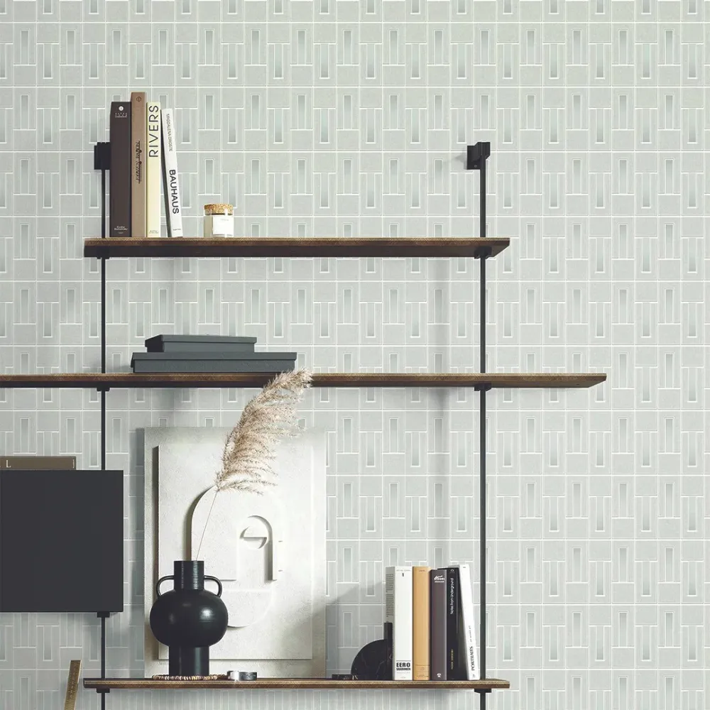 WallMantra Modern Metropolis Geometric Wallpaper Silver