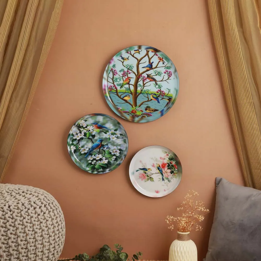 Modern Miracle Garden Decorative Metal Wall Plate Set of 3