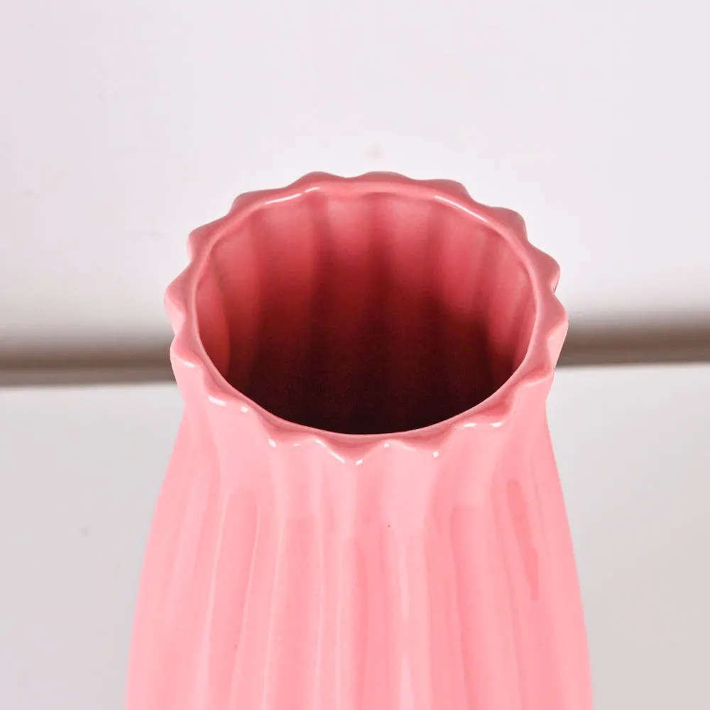 Modern Origami-inspired Premium Peach Ceramic Flower Vase Blue