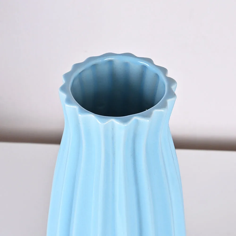 Modern Origami-inspired Premium Peach Ceramic Flower Vase Blue