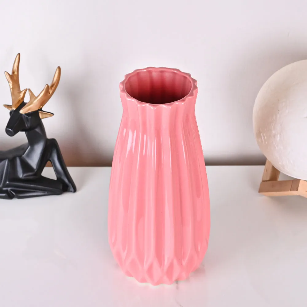 Modern Origami-inspired Premium Peach Ceramic Flower Vase Blue