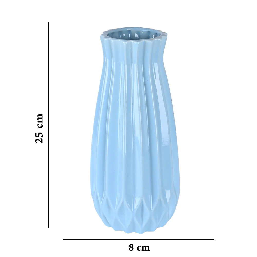 Modern Origami-inspired Premium Peach Ceramic Flower Vase Blue
