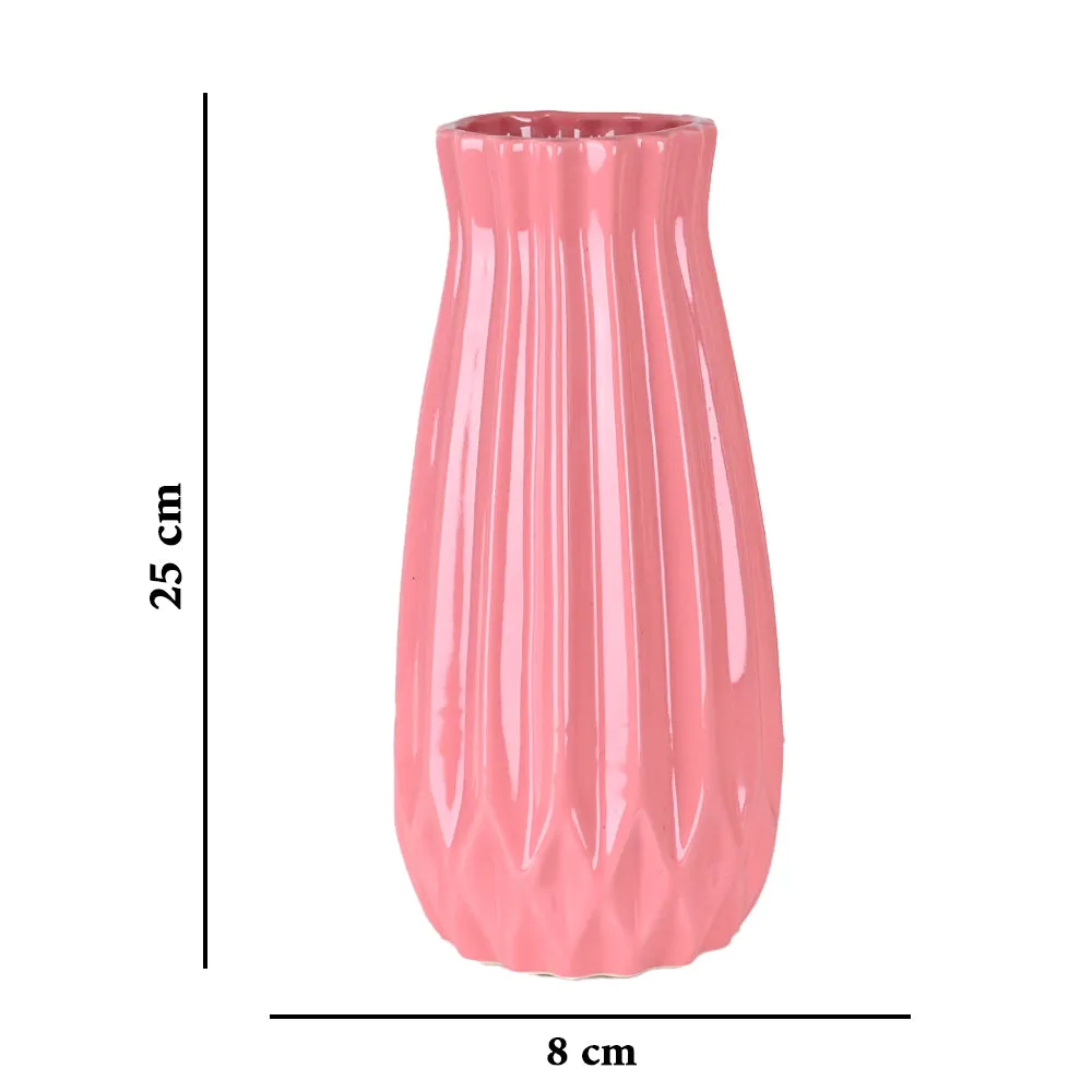 Modern Origami-inspired Premium Peach Ceramic Flower Vase Blue