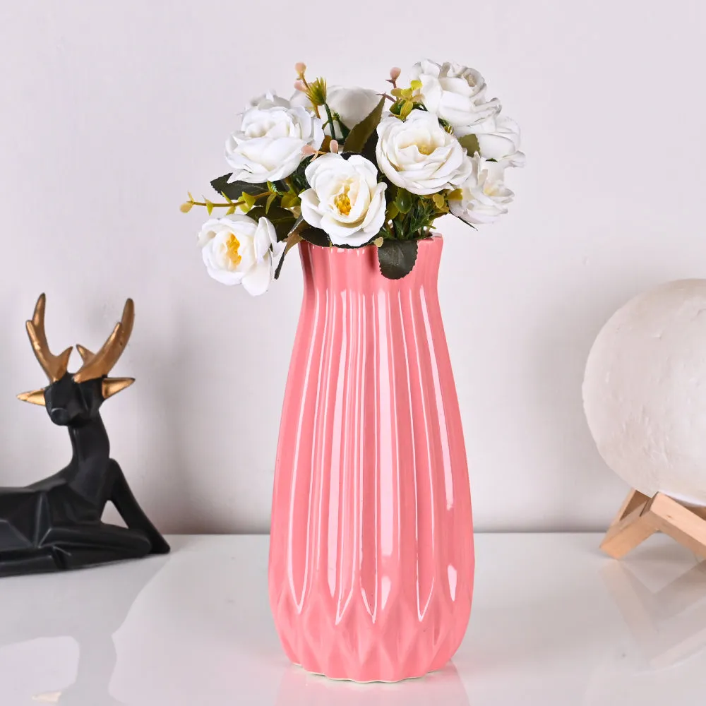 Modern Origami-inspired Premium Peach Ceramic Flower Vase Blue