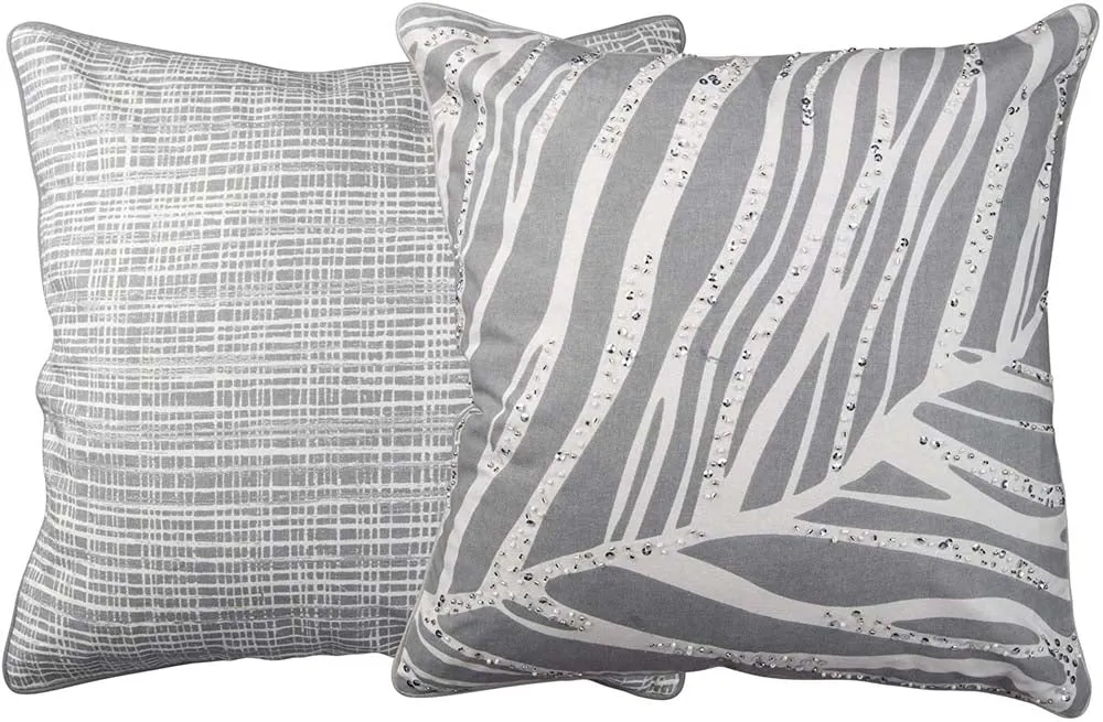 Modern Print Designer Grey Cushion Cover Set Of 2