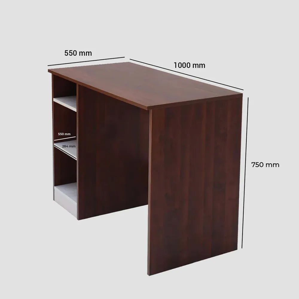 WallMantra Modern Study Table with Walnut Finish