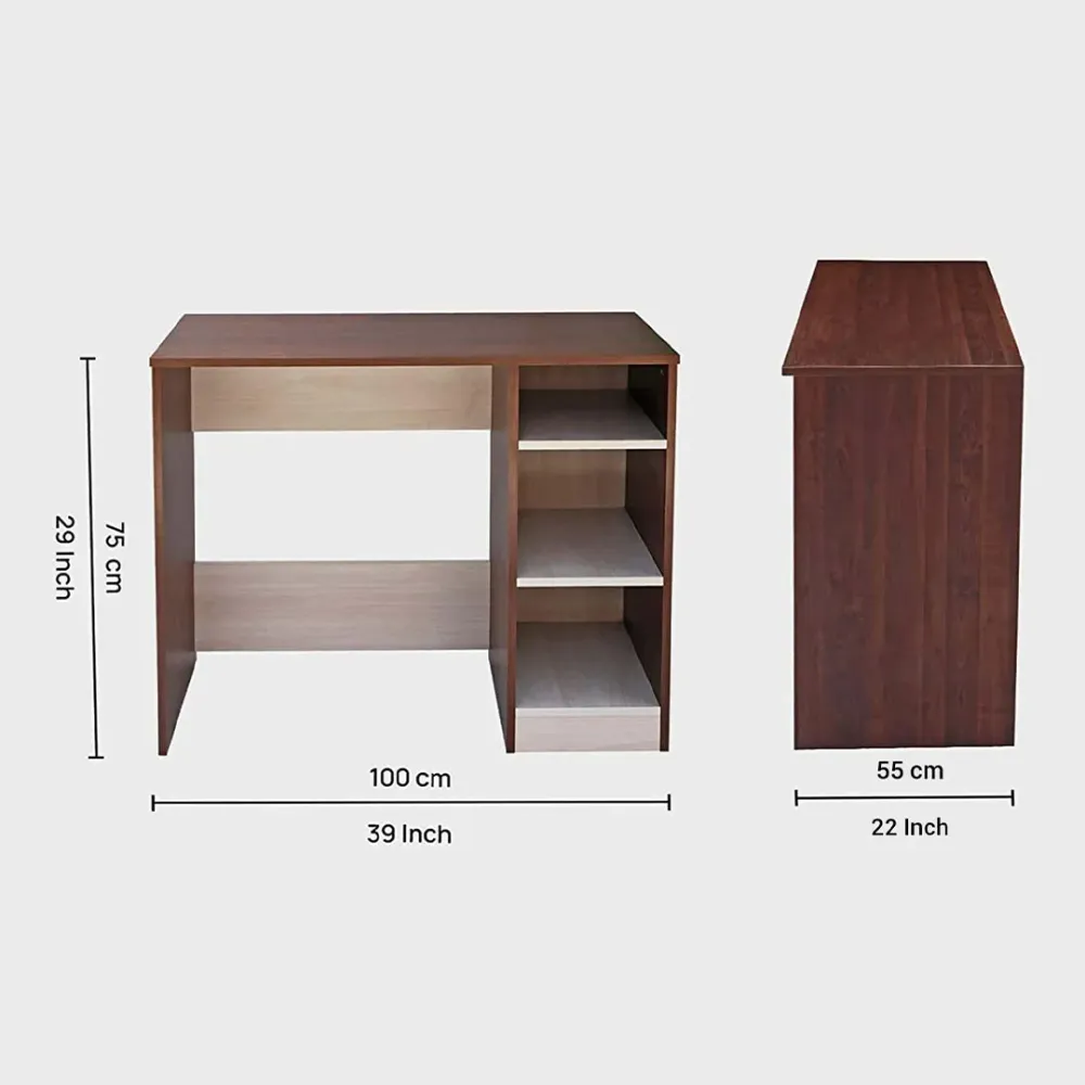 WallMantra Modern Study Table with Walnut Finish