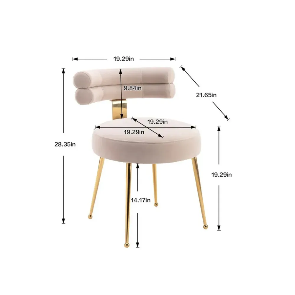 Modern Velvet Accent Chair with Gold-Tone Legs in Beige Single