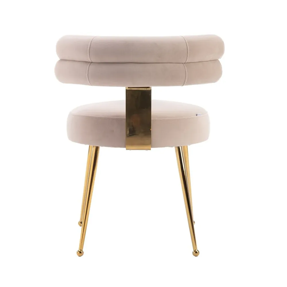 Modern Velvet Accent Chair with Gold-Tone Legs in Beige Single