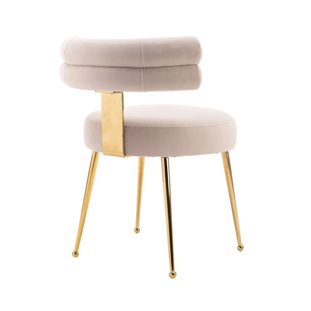 Modern Velvet Accent Chair with Gold-Tone Legs in Beige Single