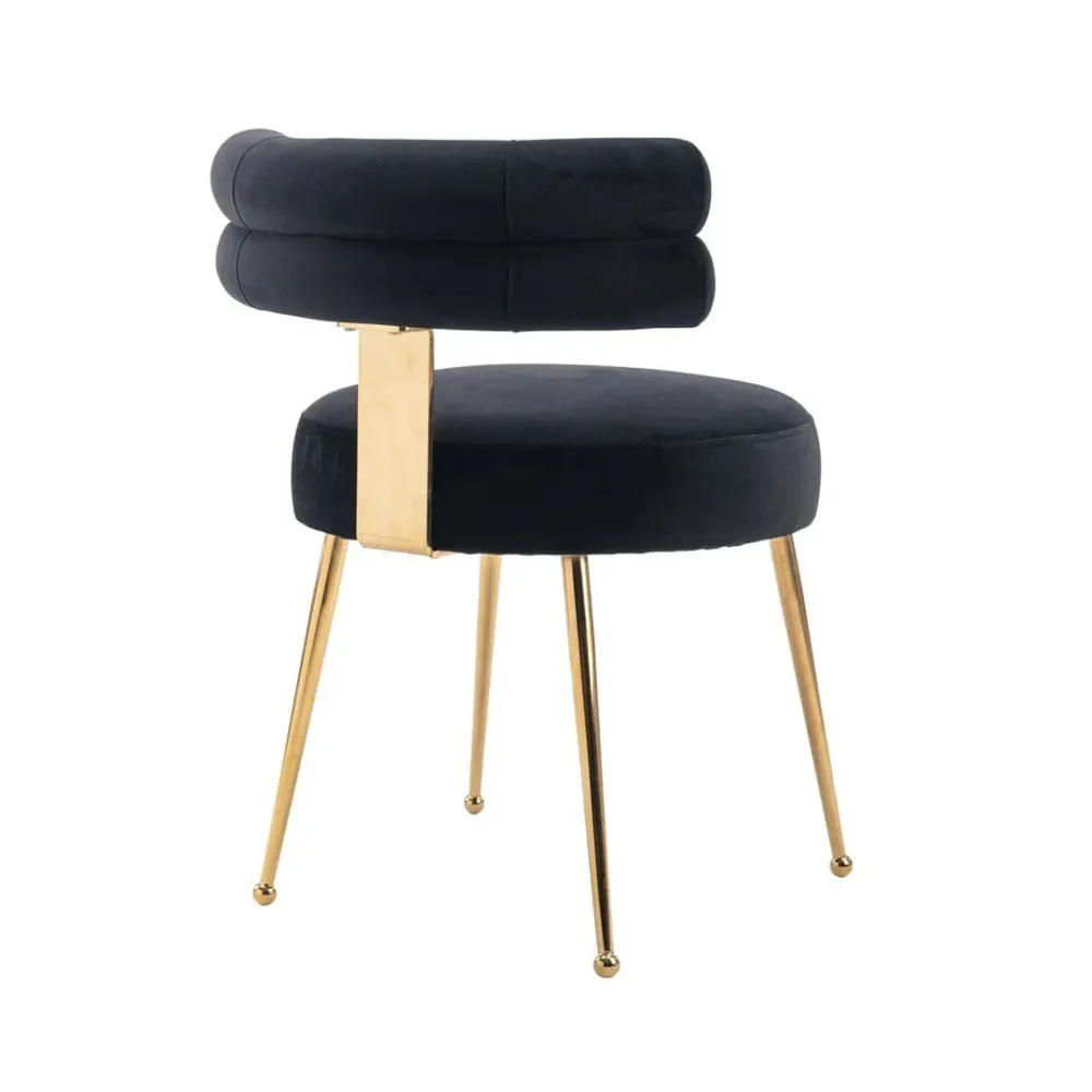 Modern Velvet Accent Chair with Gold-Tone Legs in Black Single